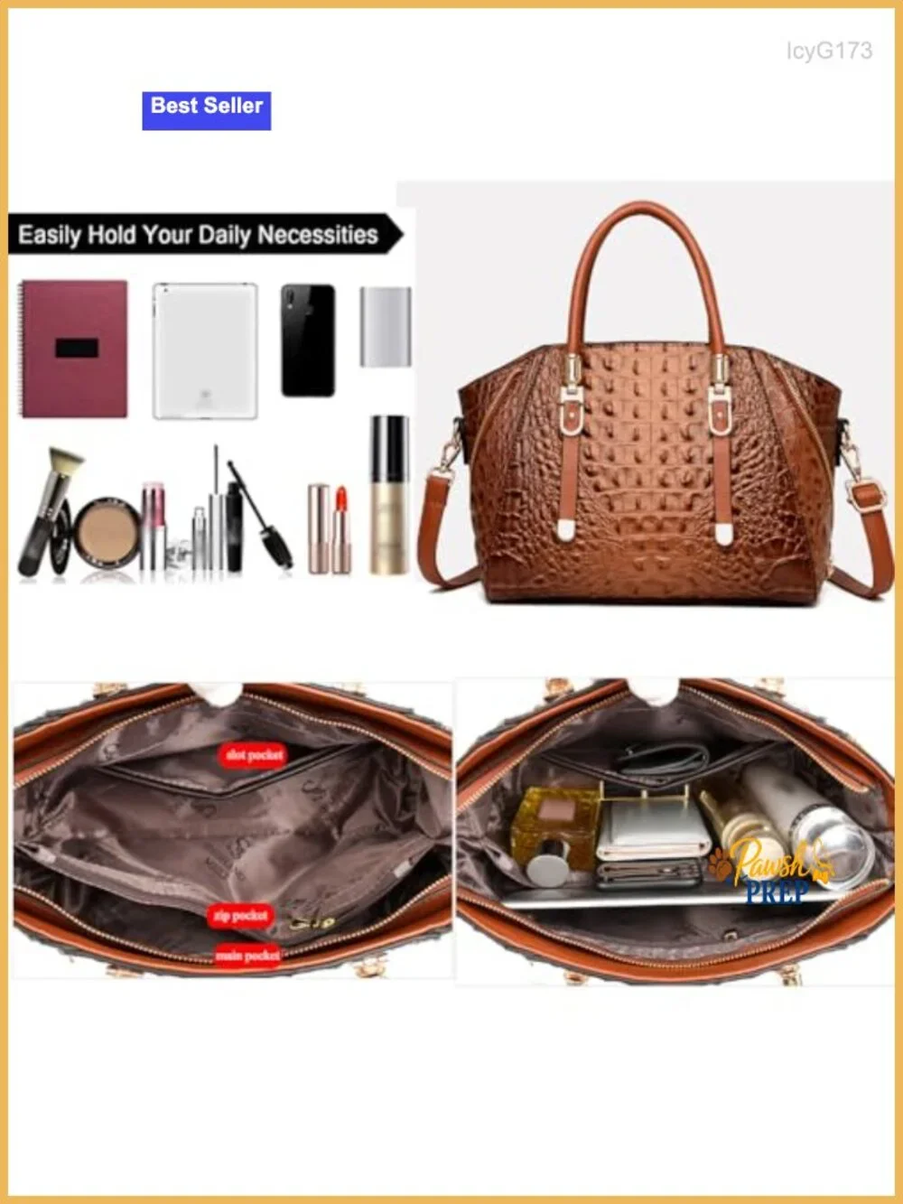 Crocodile Pattern PU Leather Satchel Shoulder Bag Ladies Zipper Totes Purse Top